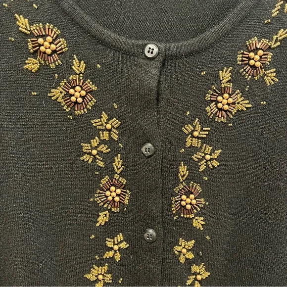 Villager by Liz Claiborne Black Beaded Cardigan, Womens Size XL - Picture 3 of 9